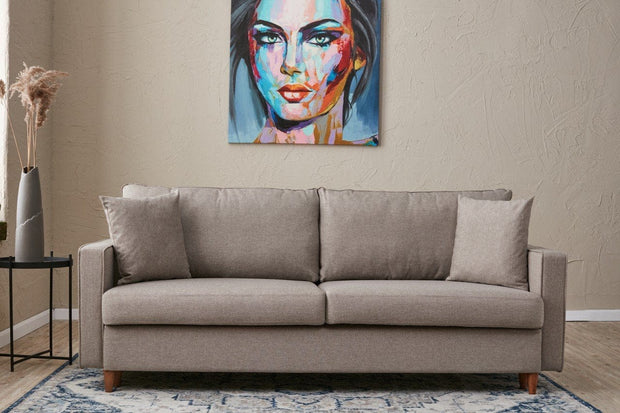 Asir Divano Letto 3 posti in tessuto Eva Crema