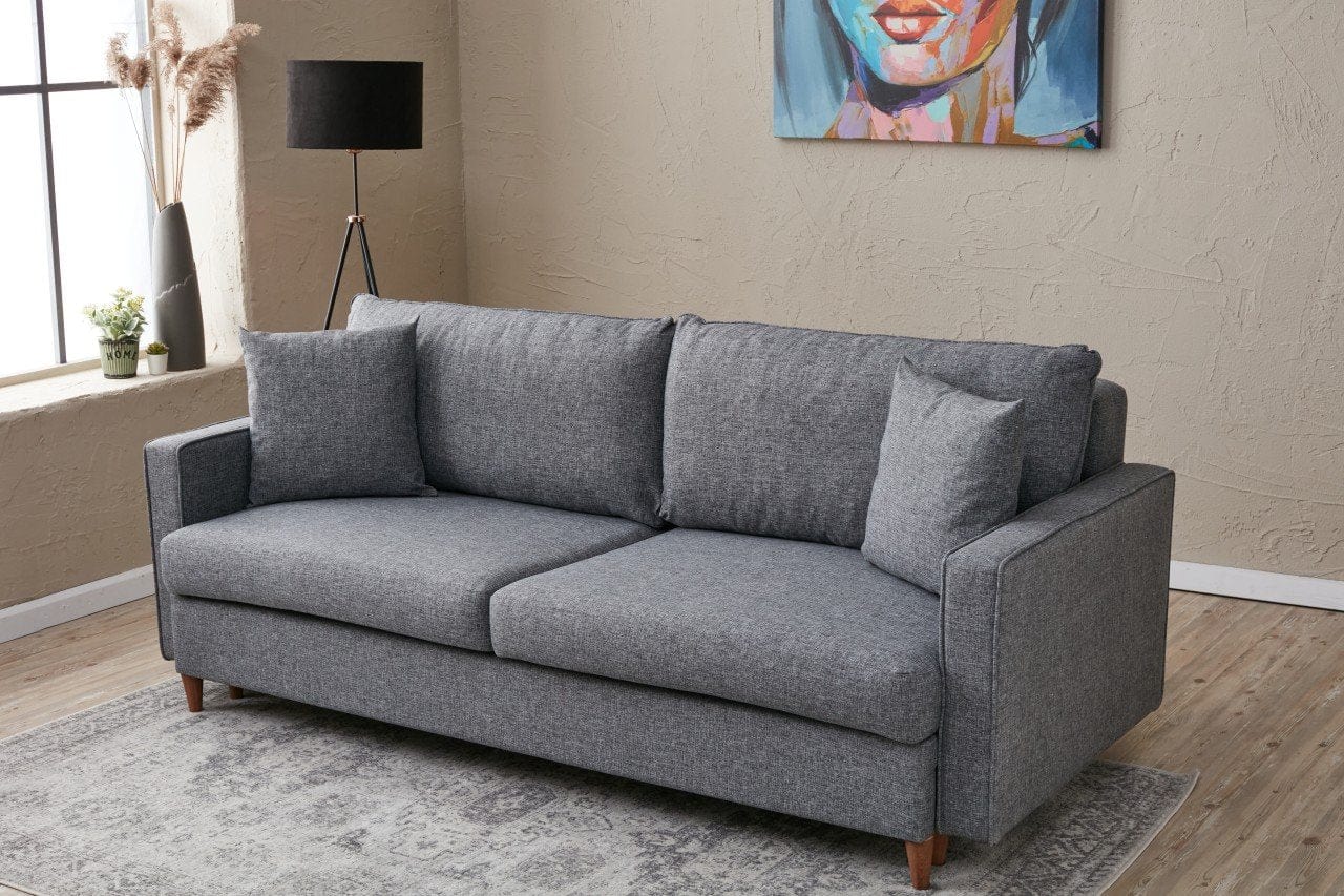 Asir Divano Letto 3 posti in tessuto Eva Grigio