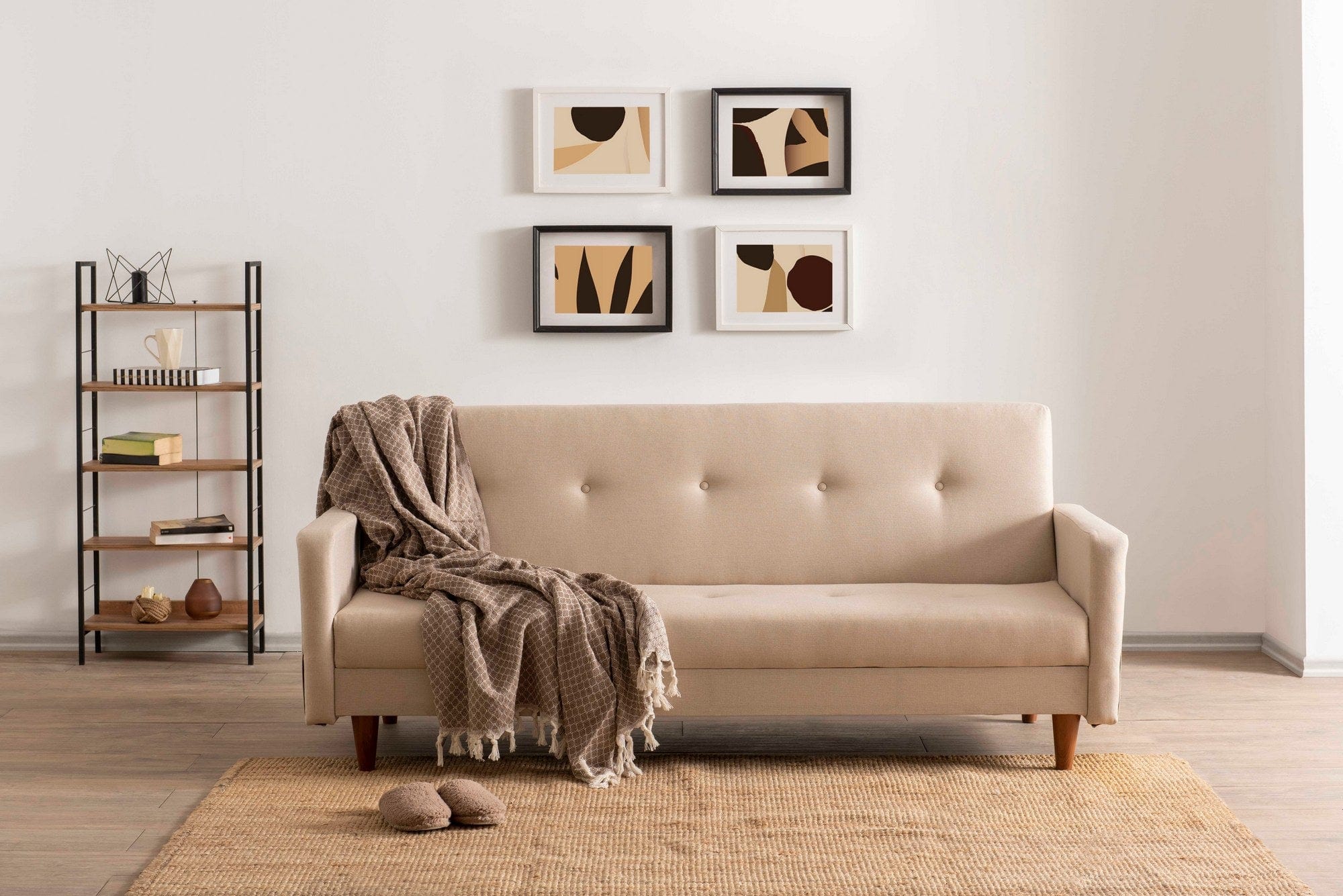 Asir Divano Letto 3 posti in tessuto Hiko Crema