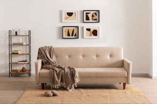Asir Divano Letto 3 posti in tessuto Hiko Crema