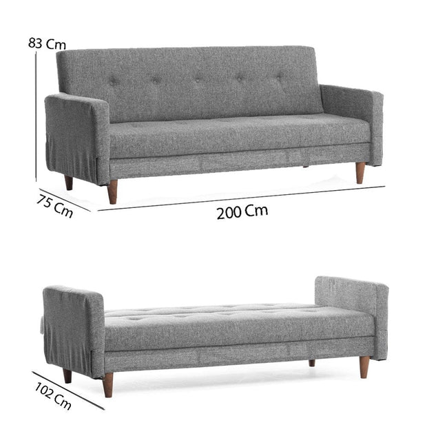 Asir Divano Letto 3 posti in tessuto Hiko Grigio