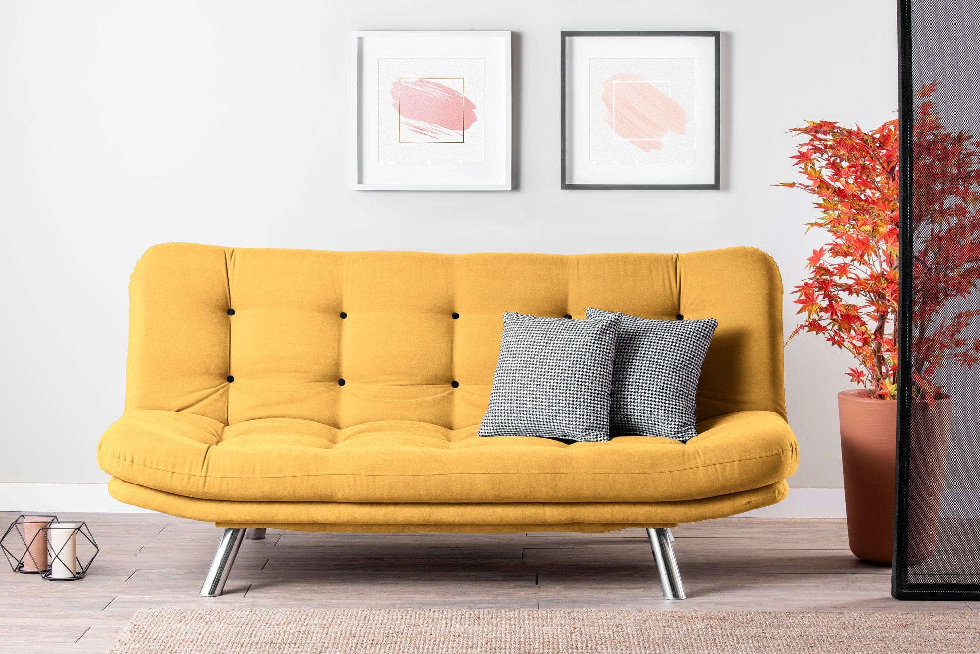 Asir Divano Letto 3 posti in tessuto Misa Giallo