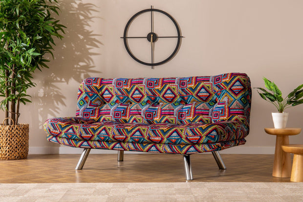 Asir Divano Letto 3 posti in tessuto Misa Multicolore