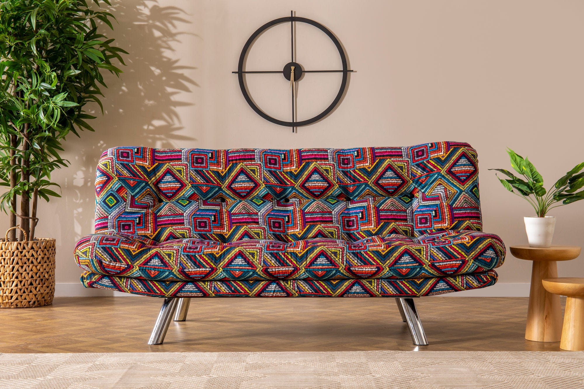 Asir Divano Letto 3 posti in tessuto Misa Multicolore