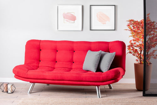 Asir Divano Letto 3 posti in tessuto Misa Rosso