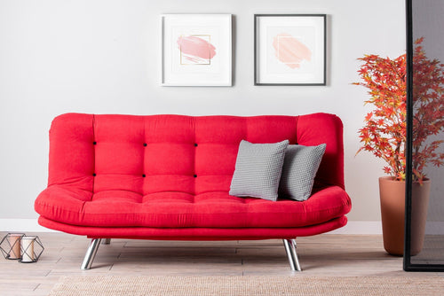 Asir Divano Letto 3 posti in tessuto Misa Rosso