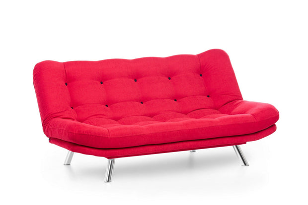 Asir Divano Letto 3 posti in tessuto Misa Rosso
