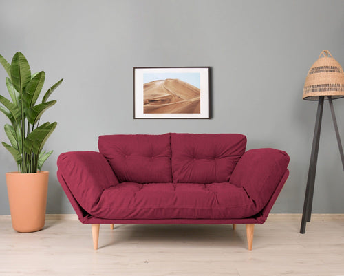 Asir Divano Letto 3 posti in tessuto Nina Rosso
