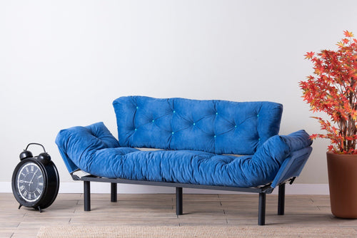 Asir Divano Letto 3 posti in tessuto Nitta Blu