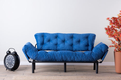 Asir Divano Letto 3 posti in tessuto Nitta Blu