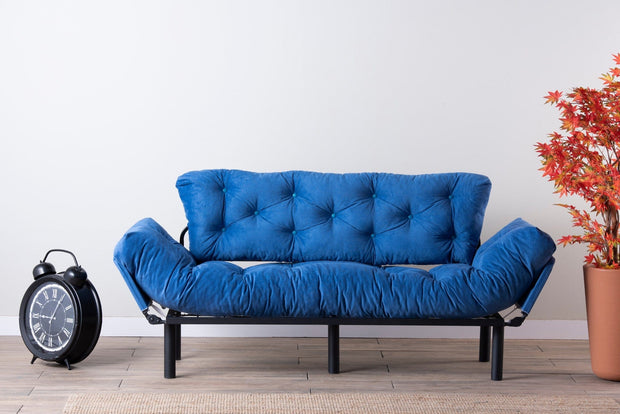 Asir Divano Letto 3 posti in tessuto Nitta Blu