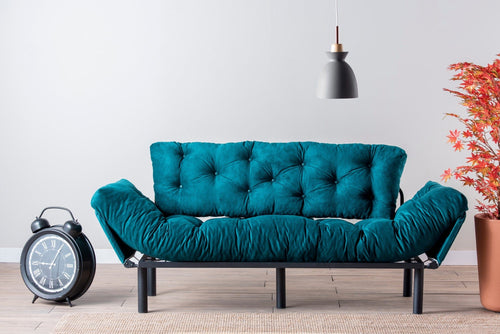 Asir Divano Letto 3 posti in tessuto Nitta Blu