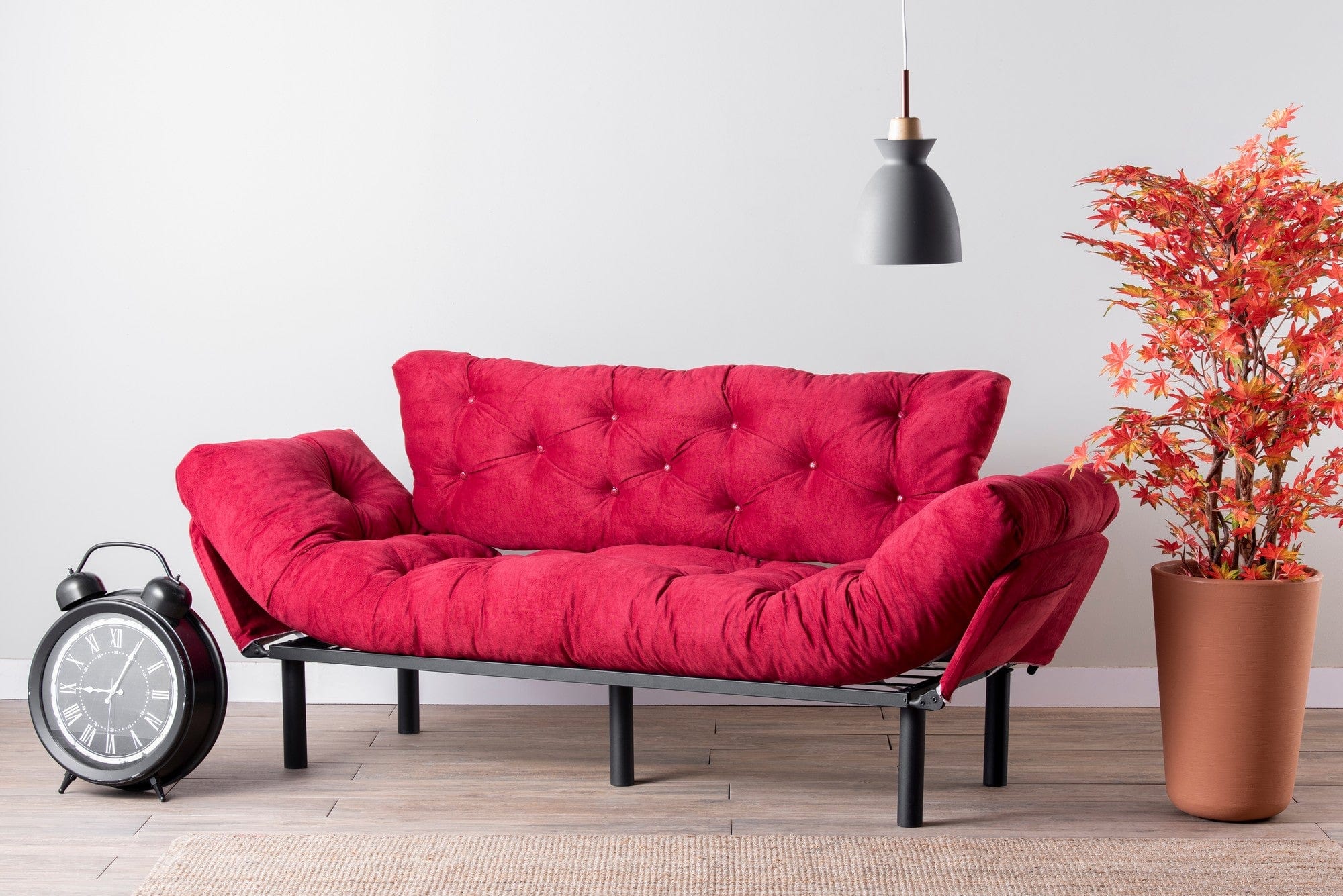 Asir Divano Letto 3 posti in tessuto Nitta Bordeaux