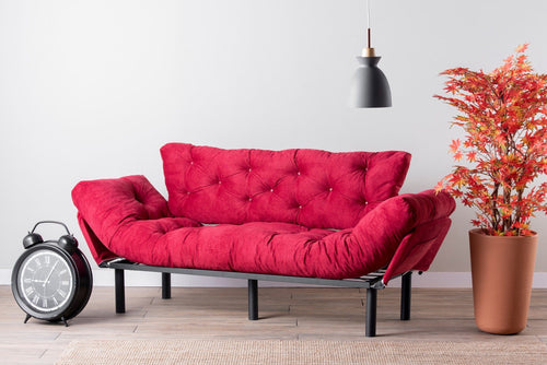 Asir Divano Letto 3 posti in tessuto Nitta Bordeaux