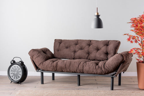 Asir Divano Letto 3 posti in tessuto Nitta Marrone
