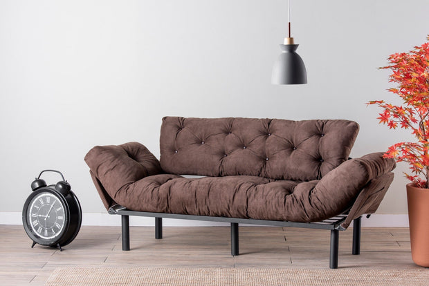 Asir Divano Letto 3 posti in tessuto Nitta Marrone