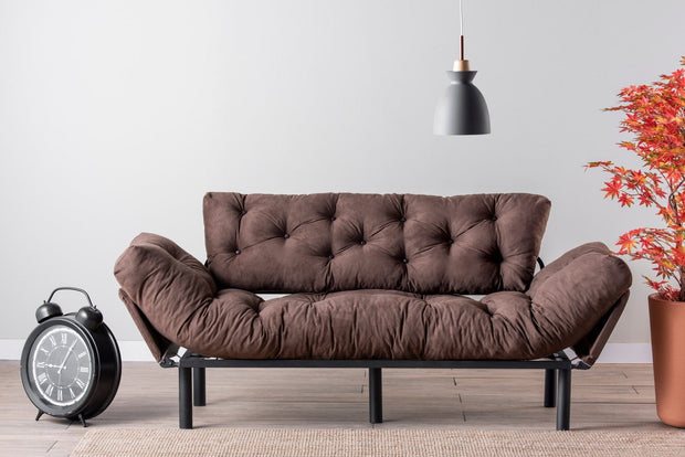 Asir Divano Letto 3 posti in tessuto Nitta Marrone