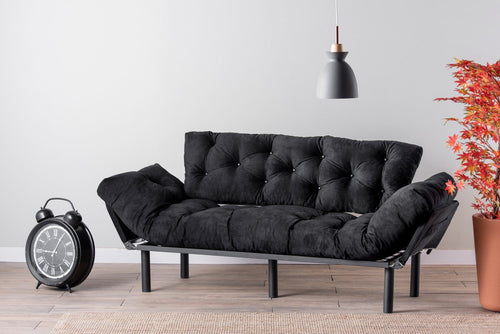 Asir Divano Letto 3 posti in tessuto Nitta Nero