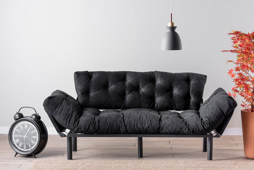 Asir Divano Letto 3 posti in tessuto Nitta Nero