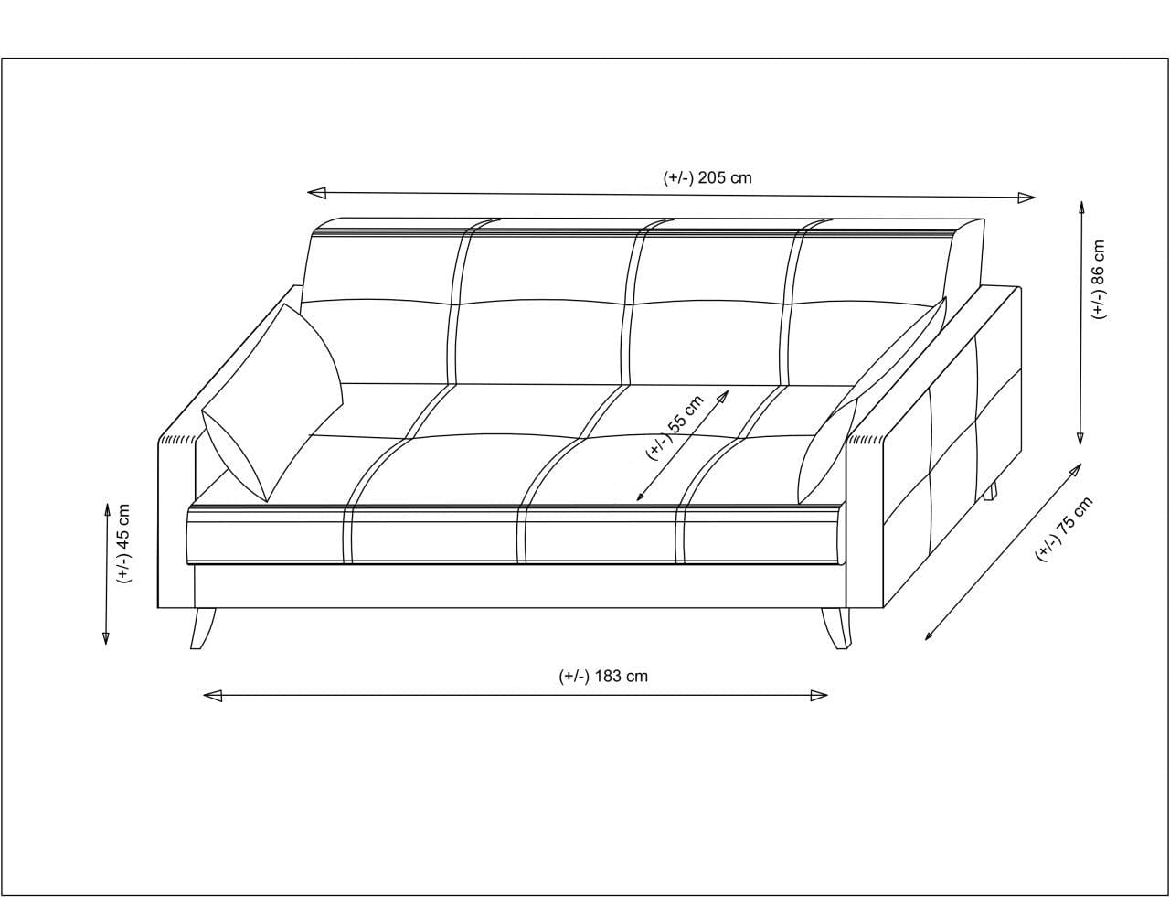 Asir Divano Letto 3 posti in tessuto Polya Beige