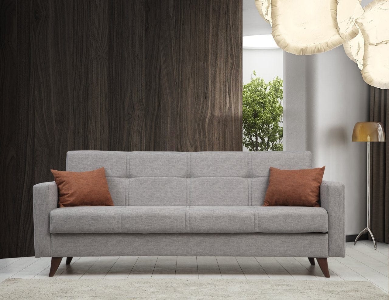 Asir Divano Letto 3 posti in tessuto Polya Grigio