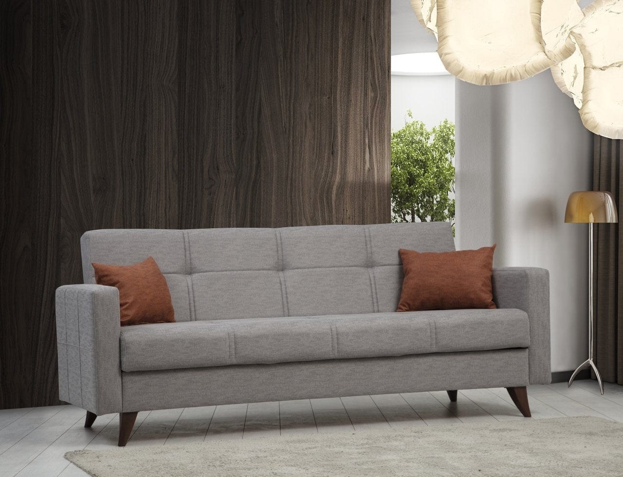 Asir Divano Letto 3 posti in tessuto Polya Grigio