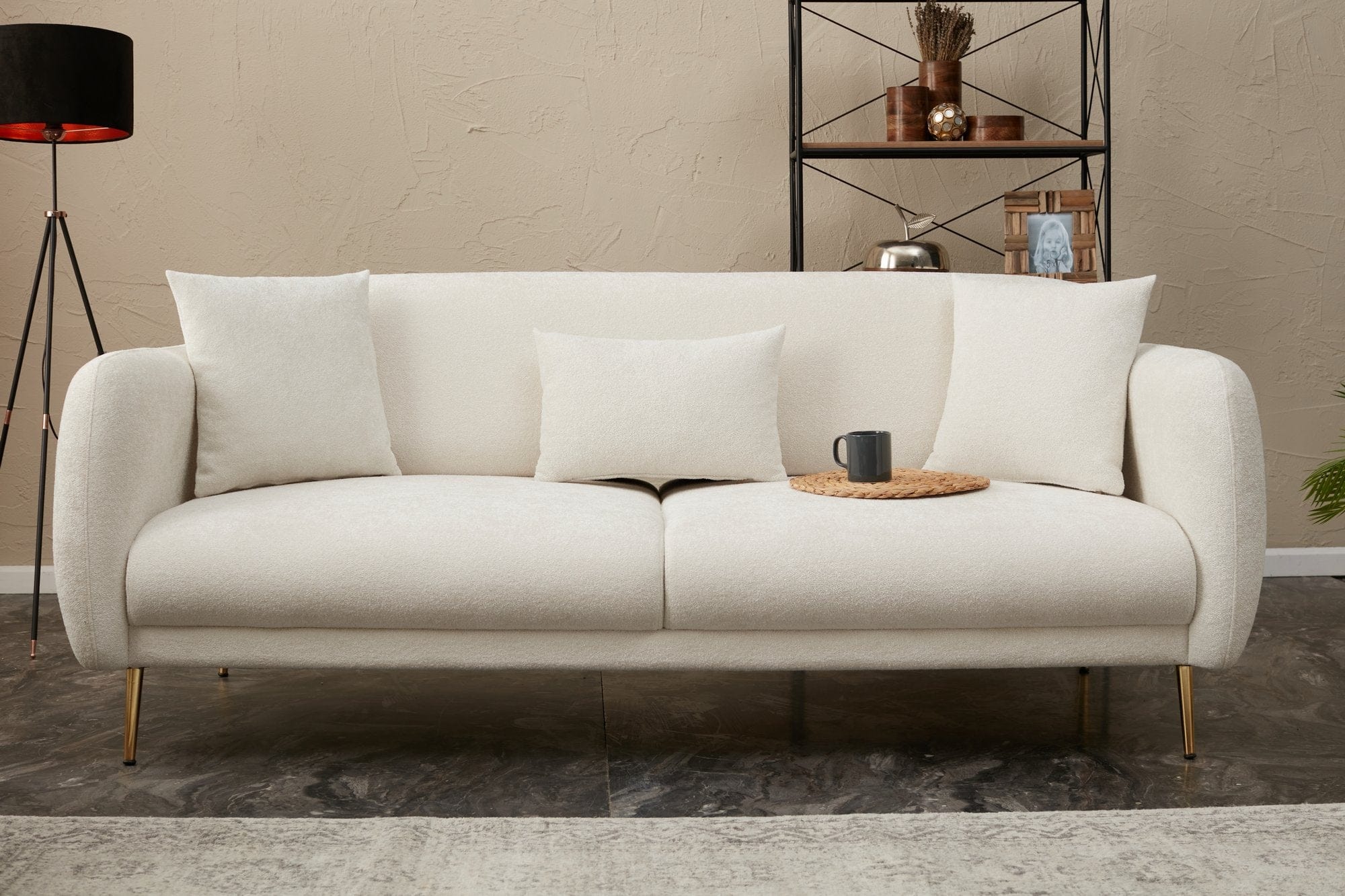 Asir Divano Letto 3 posti in tessuto Simena Crema