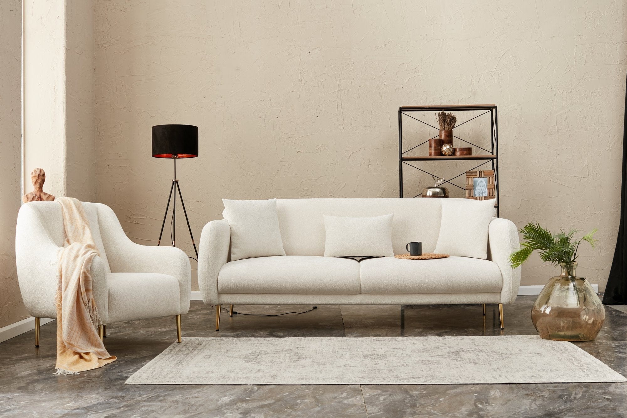 Asir Divano Letto 3 posti in tessuto Simena Crema
