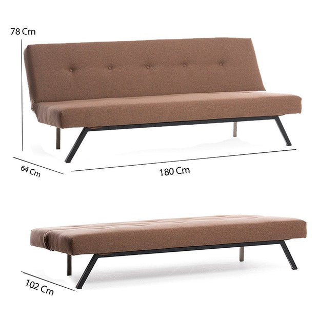 Asir Divano Letto 3 posti in tessuto Zola Marrone