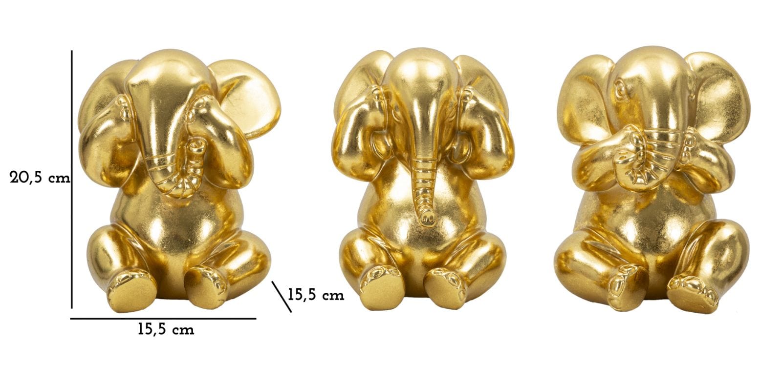 Mauro Ferretti Elefante Non Vedo/Non Sento/ Non Parlo Set 3 Pz cm Ø 15,5x20,5