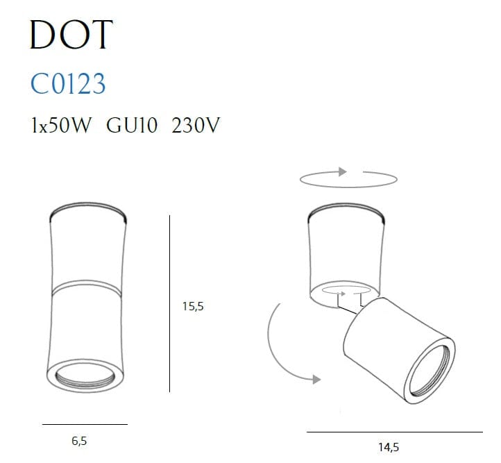 Maxlight Faretto da soffitto Dot C0123 Bianco