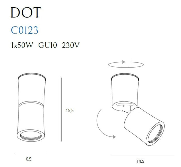 Maxlight Faretto da soffitto Dot C0123 Bianco