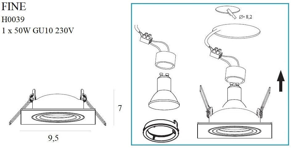 Maxlight Faretto da soffitto Fine H0039 Bianco