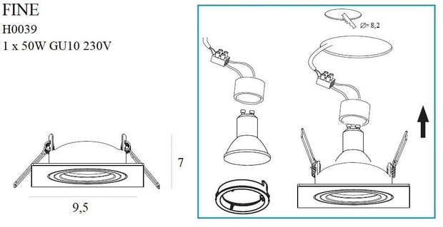 Maxlight Faretto da soffitto Fine H0039 Bianco