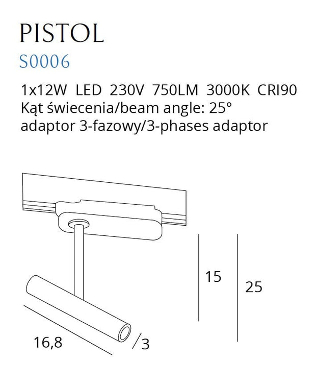 Maxlight Faretto da soffitto Pistol S0006 Nero