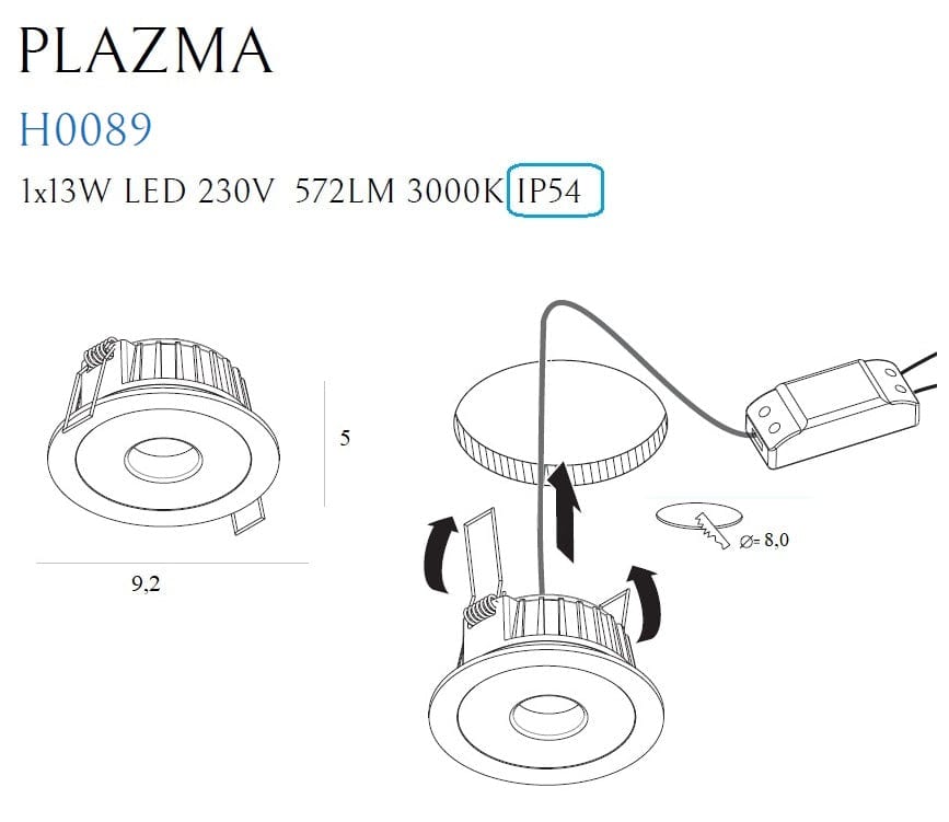 Maxlight Faretto da soffitto Plazma H0089 Bianco