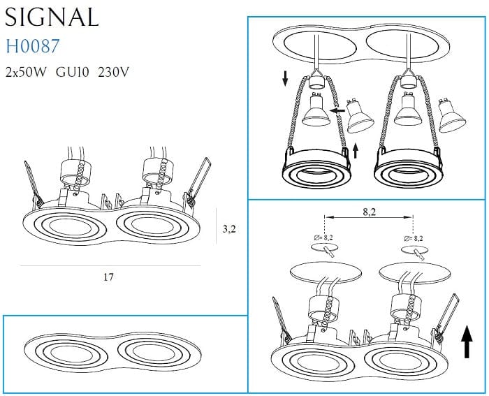 Maxlight Faretto da soffitto Signal II H0087 Nero