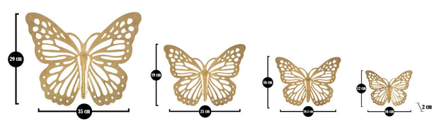 Mauro Ferretti Farfalle Da Muro Set 4 Pz cm 35x2x29-25x2x19-20,5x2x16-16x2x12