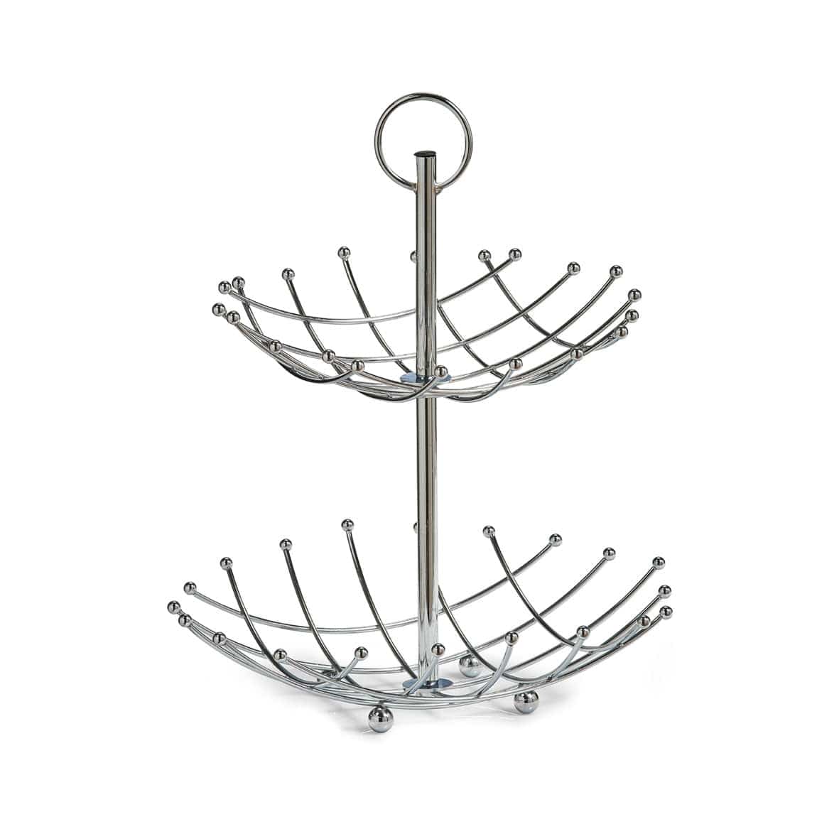 Zeller Fruttiera Dalla a 2 livelli, metallo cromato, Ø 28,5xH36 cm