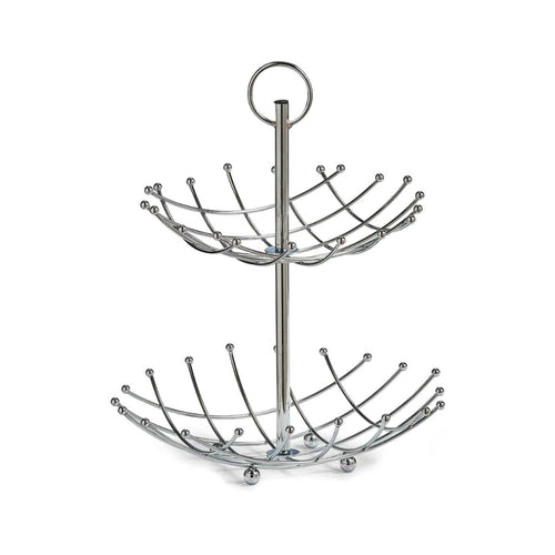 Zeller Fruttiera Dalla a 2 livelli, metallo cromato, Ø 28,5xH36 cm