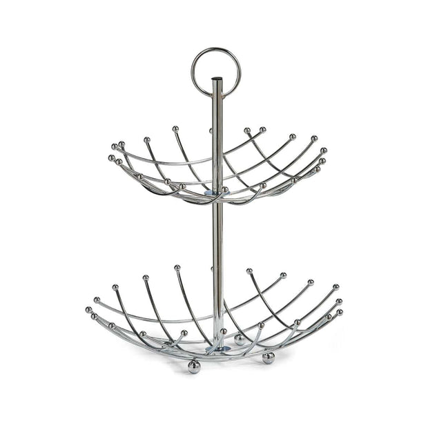 Zeller Fruttiera Dalla a 2 livelli, metallo cromato, Ø 28,5xH36 cm