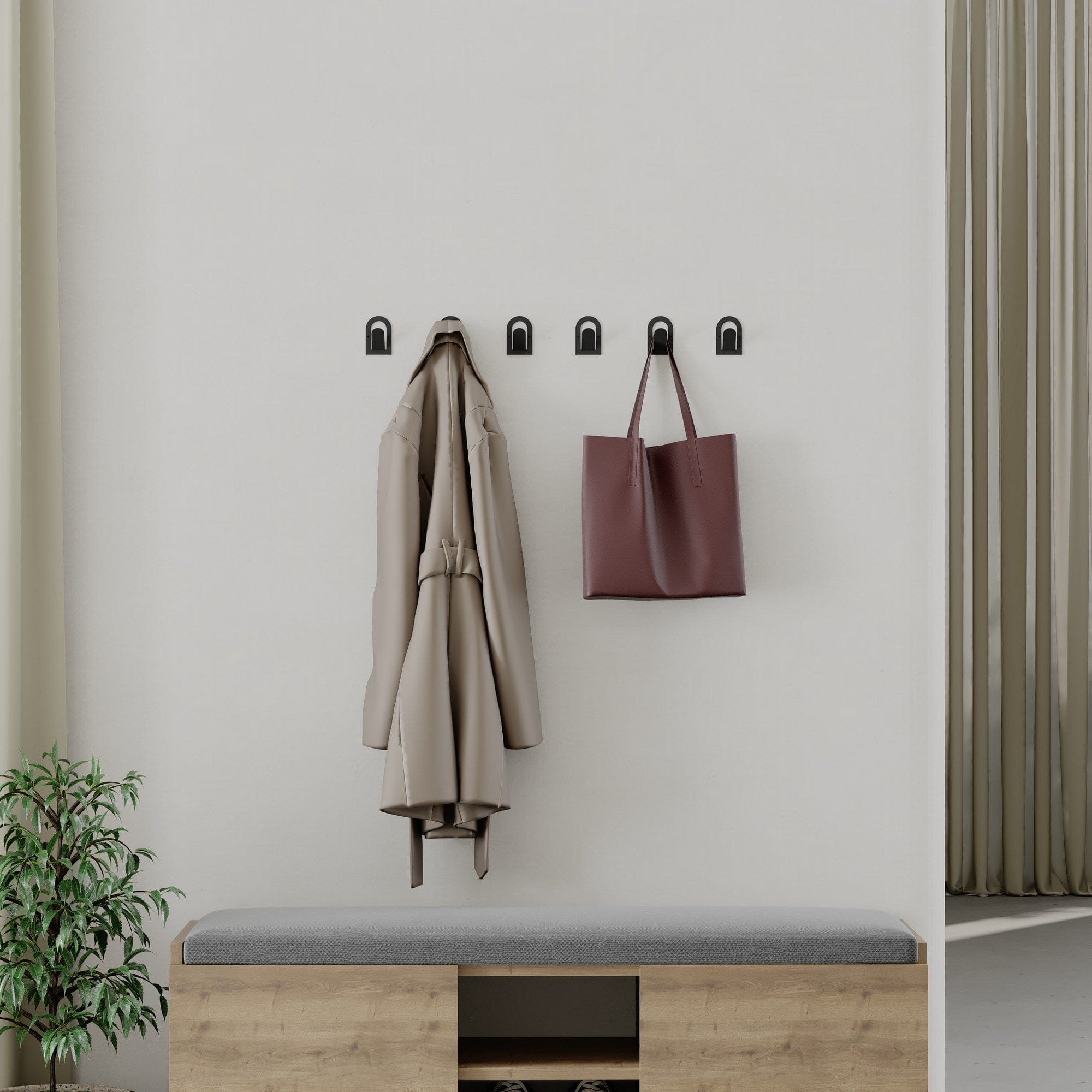 Gancio da parete in metallo Astra Nero (3)