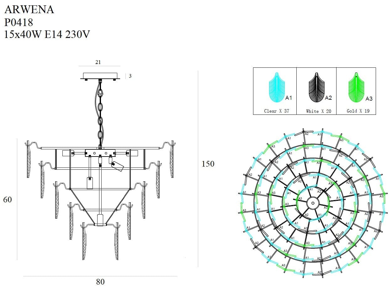 Maxlight Lampada Arwena P0418 Oro