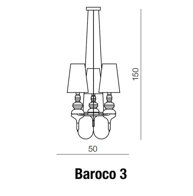 Azzarddo Lampada Baroco 3 AZ2163 Nero