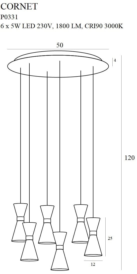 Maxlight Lampada Cornet P0331 Nero