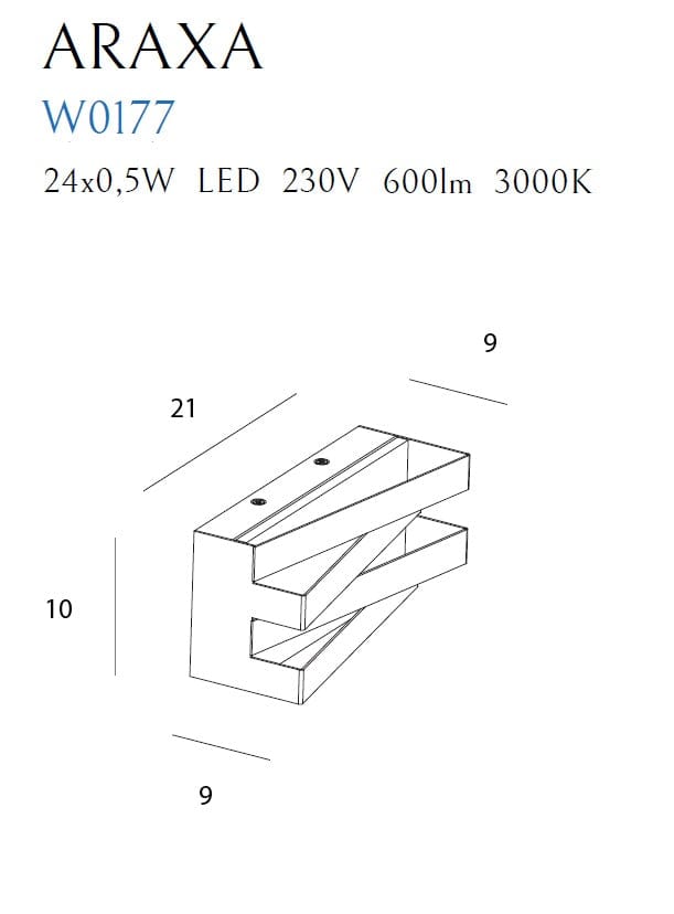Maxlight Lampada da parete Araxa W0177 Bianco