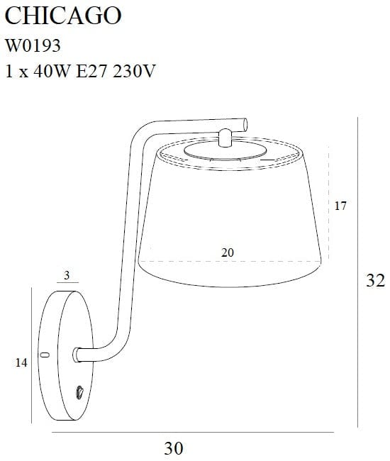 Maxlight Lampada da parete Chicago W0193 Bianco