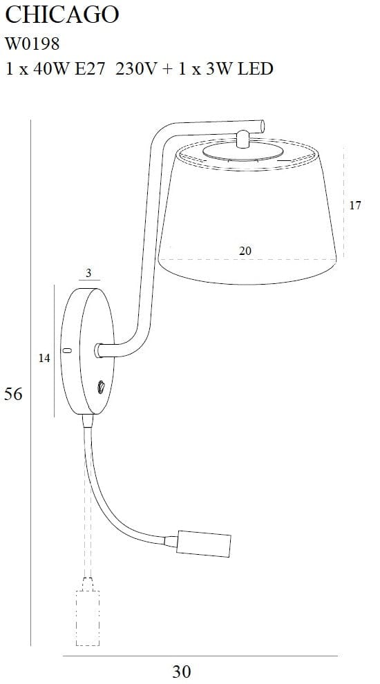 Maxlight Lampada da parete Chicago W0198 Cromo
