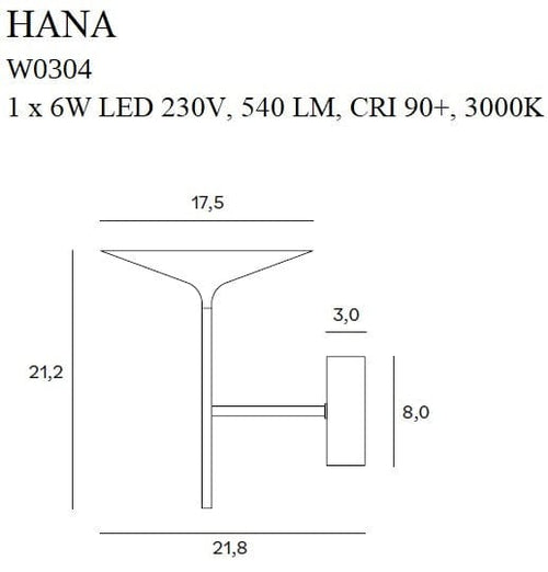 Maxlight Lampada da parete Hana W0304 Oro