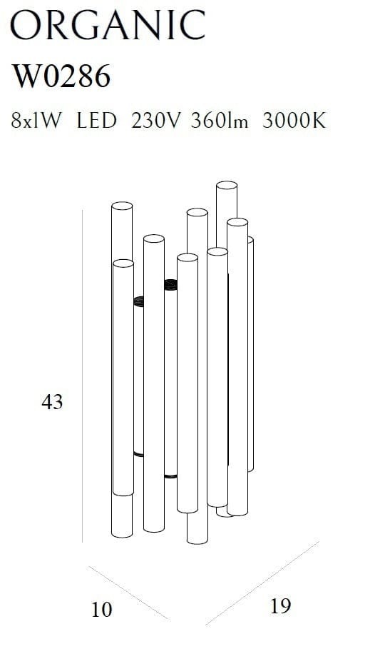 Maxlight Lampada da parete Organic W0286D Nero
